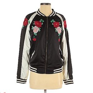 Aqua floral bomber jacket